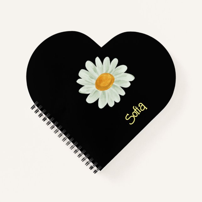 Black Daisy Name Customisation. Notebook (Front)
