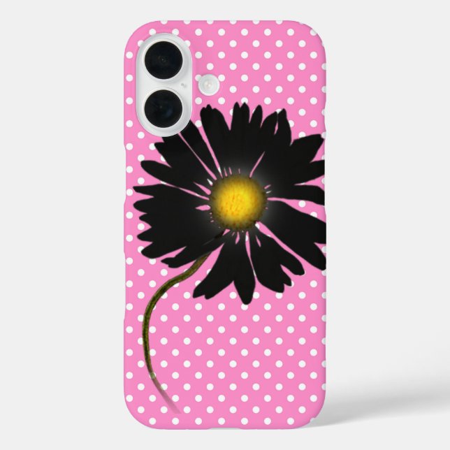 Black Daisy On Polka Dots Case-Mate iPhone Case (Back)