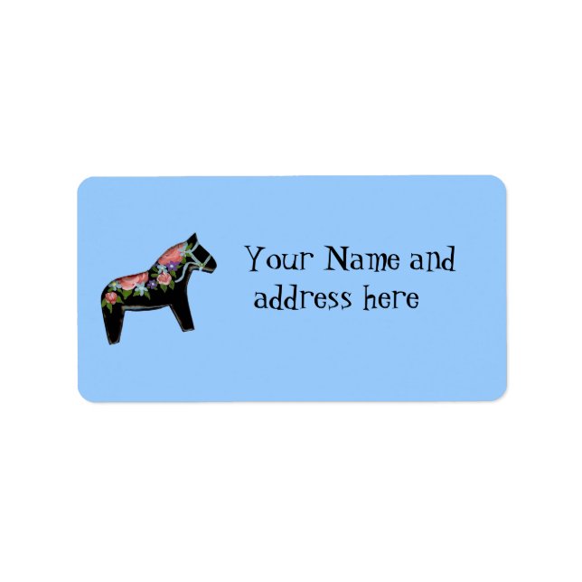 Black Dala Horse Address Label (Front)