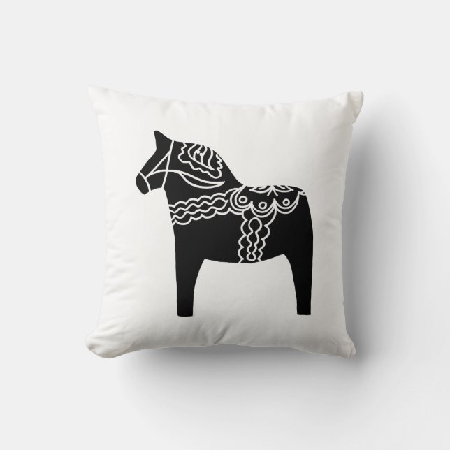 Black Dala Horse Cushion (Front)