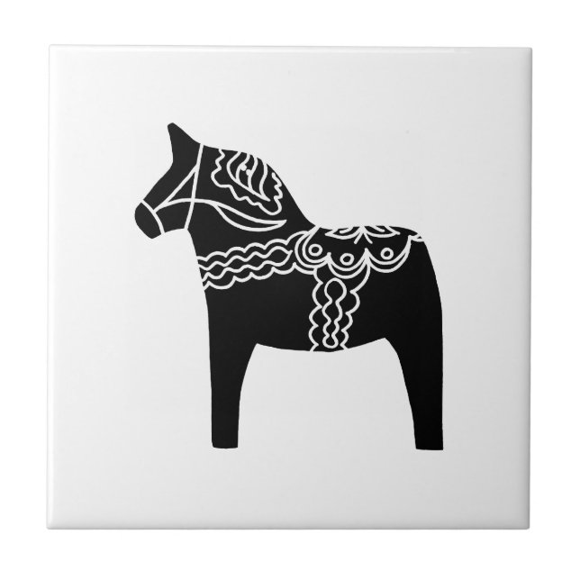 Black Dala Horse Tile (Front)