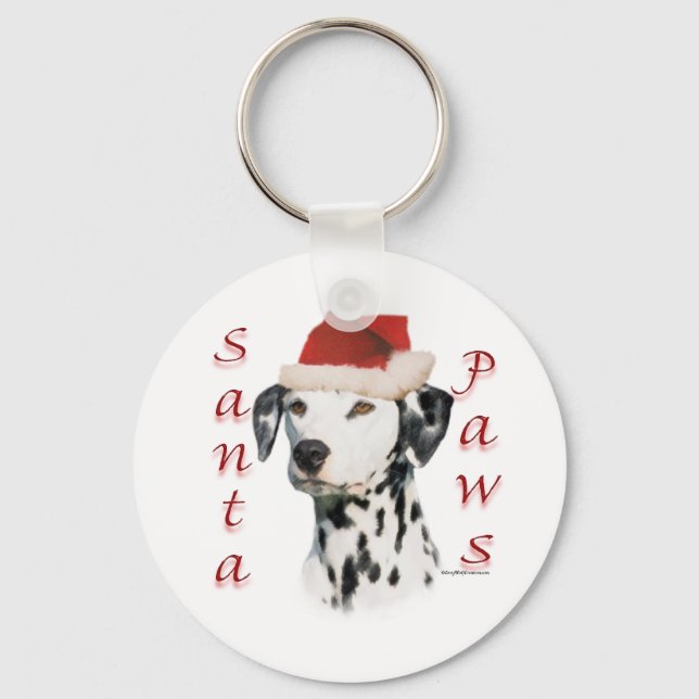 Black Dalmatian Santa Paws Keychain (Front)