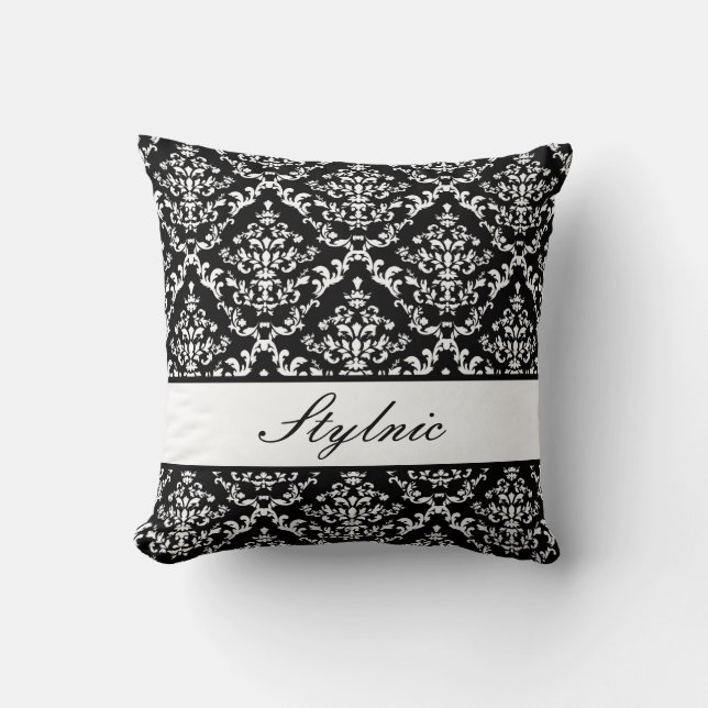 Black Damask #1 @ Stylnic customisable Cushion (Front)