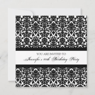 Black Damask 40th Birthday Party Invitations