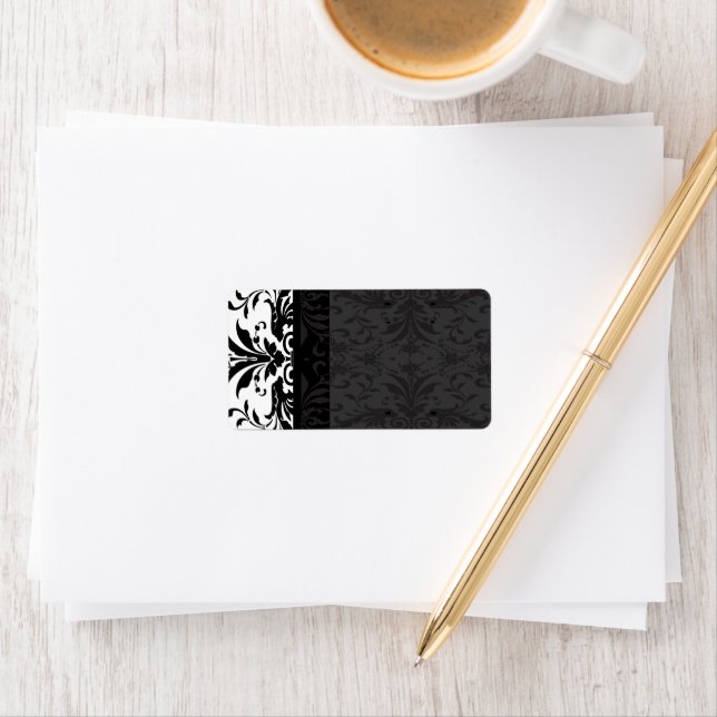 Black Damask  Address Labels - (Insitu)
