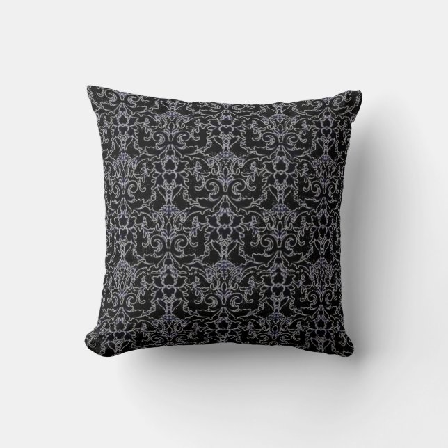 Black Damask American MoJo Pillow (Front)
