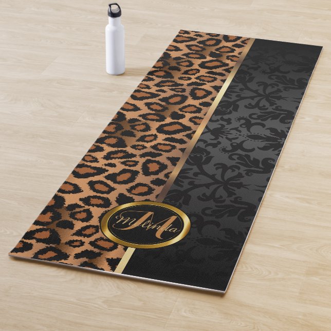 Black Damask and Brown Leopard Yoga Mat (In Situ)