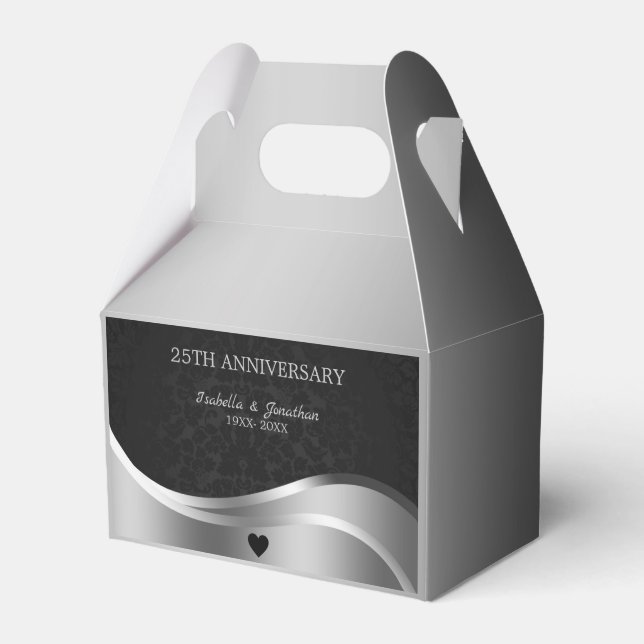 Black Damask Anniversary Favour Box (Front Side)