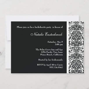 Black Damask Bachelorette Party Invitation