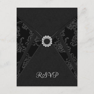 Black Damask Black RSVP Card