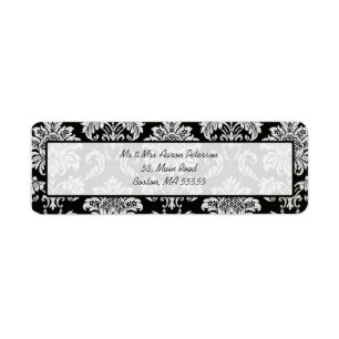 Black Damask Customisable Address Labels