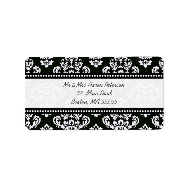 Black Damask Customisable Address Labels (Front)
