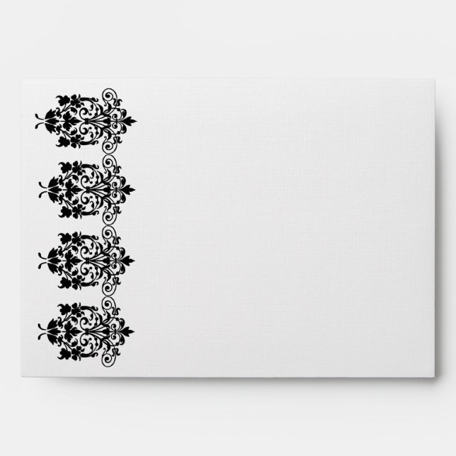 Black Damask Edge White Envelopes (Front)
