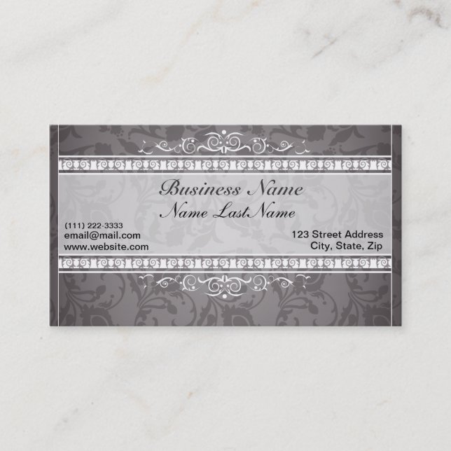 Black Damask Elegant Business Card (Front)