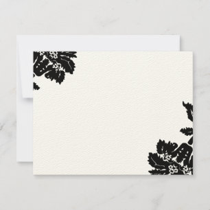 Black Damask Flower Wedding RSVP Card