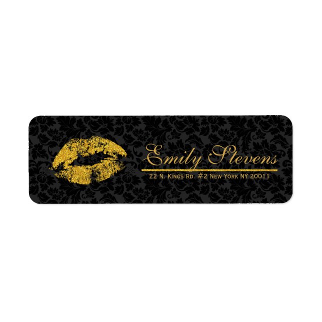 Black Damask Gold Glitter Lips (Front)