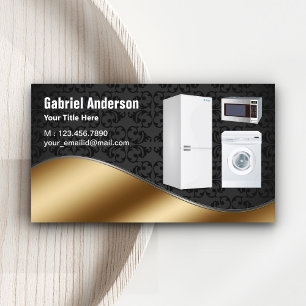 Black Damask Gold Home Appliances Repair Business Card