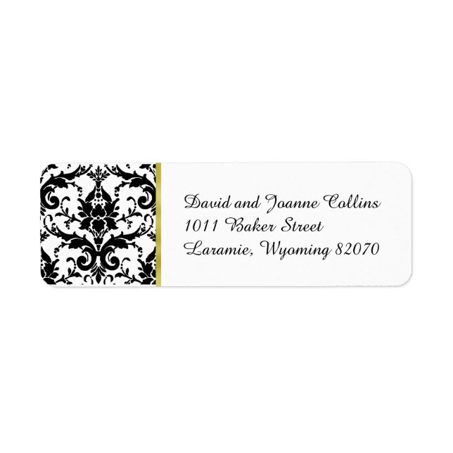 Black Damask Gold Return Address (Front)