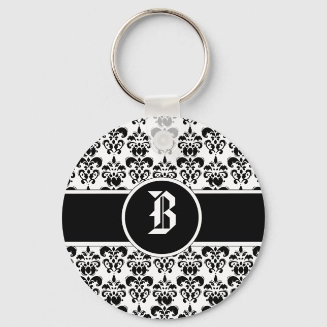 Black Damask Key Ring (Front)