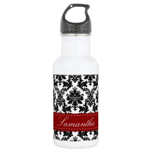 Black Damask Lace Broquade 32. oz. 532 Ml Water Bottle