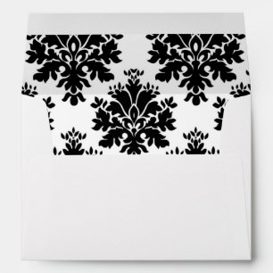 Black Damask Lined Envelope
