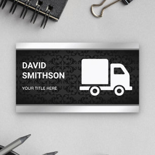 Black Damask Logistics Transportation Cargo Truck Business Card