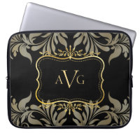 Black Damask luxury with vintage gold frame