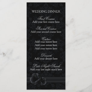 Black damask menu Wedding dinner menu template