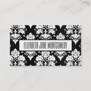 Black Damask Modern Appointment Business Card