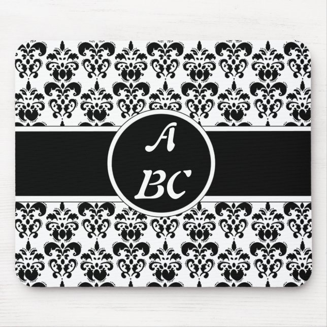 Black Damask Mouse Pad (Front)