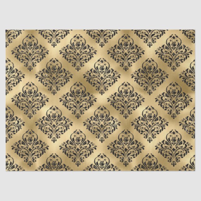 Black Damask on Gold Decoupage Tissue Paper (Front)