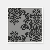 Black Damask on Grey Pattern