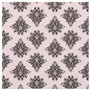 Black Damask on Light Pink Fabric