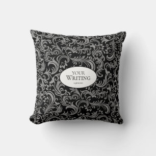 Black Damask Pattern Custom Wedding Cushion