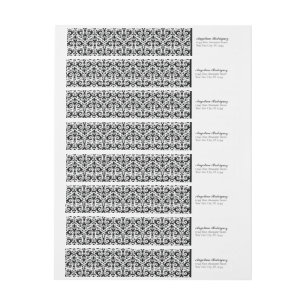 Black Damask Pattern Graduation Wrap Around Label