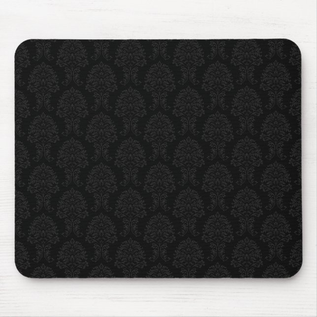 Black Damask Pattern Mouse Pad (Front)