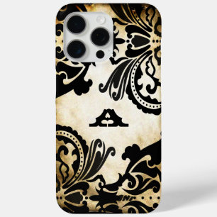 Black Damask Personalised iPhone Case Choose Colou