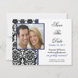 Black Damask Photo Save The Date Announcement