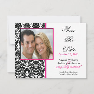 Black Damask Photo Save The Date Announcement
