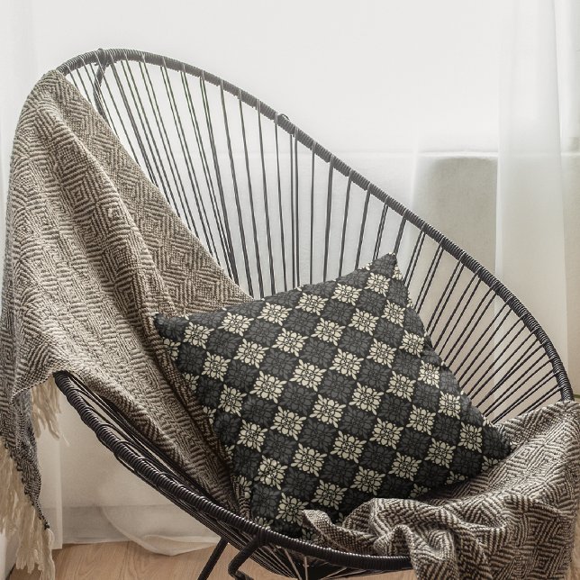 Black Damask/Polka Dots Decorative Throw Pillow (Creator Uploaded)