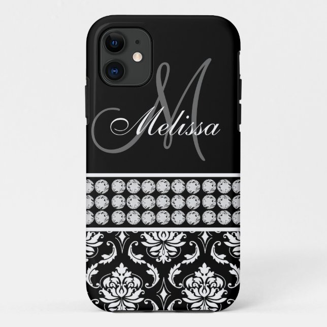 Black Damask Printed Diamonds iPhone 5 Case-Mate Case (Back)