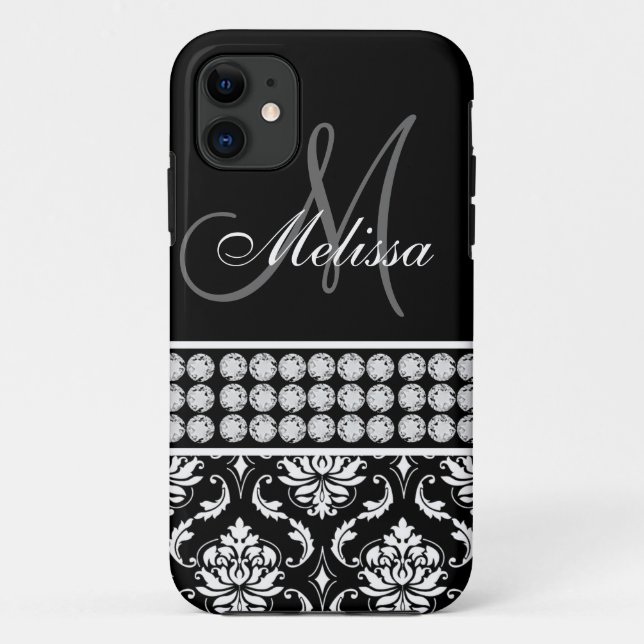 Black Damask Printed Diamonds iPhone 5 Case-Mate Case-Mate iPhone Case (Back)
