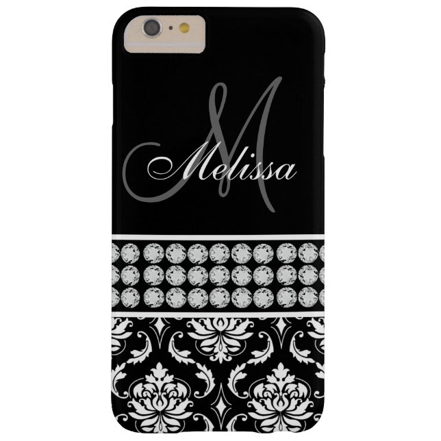 Black Damask Printed Diamonds Personalised Case-Mate iPhone Case (Back)