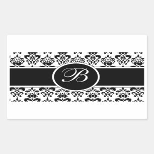 Black Damask Rectangular Sticker