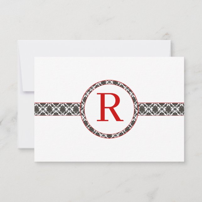 Black Damask Red Trim Wedding Response (Back)