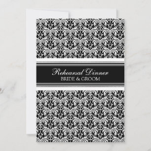Black Damask Rehearsal Dinner Party Invitation