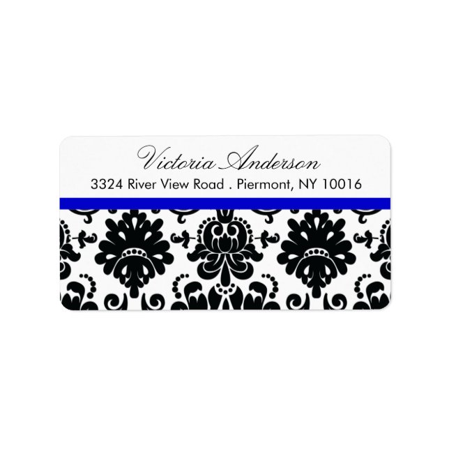 Black Damask Return Address Labels. Label (Front)