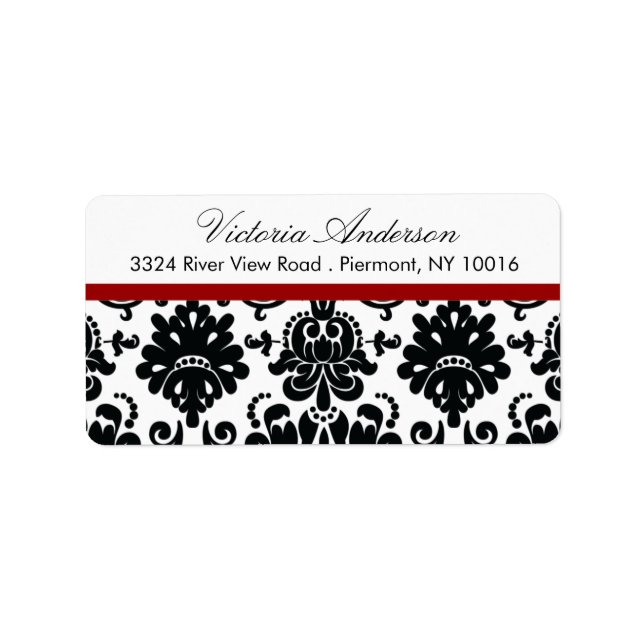 Black Damask Return Address Labels. Label (Front)