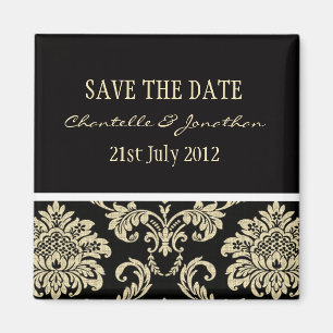 Black Damask Save The Date Magnet