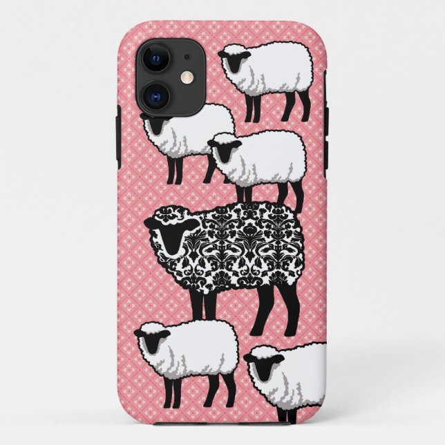 Black Damask Sheep Case-Mate iPhone Case (Back)